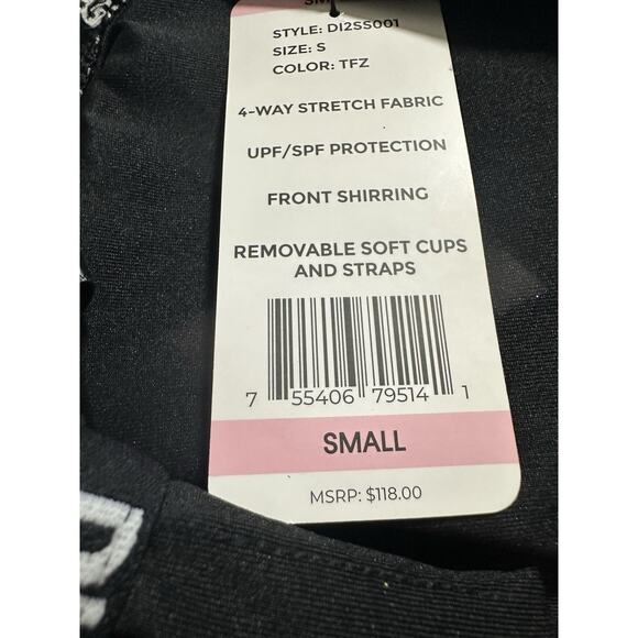 DKNY Women’s Swimsuit Bandeau Maillot Small 4 Way Stretch Front Shirring Black - Picture 4 of 5